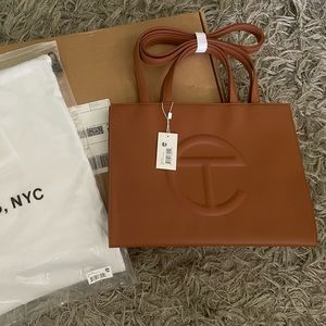 Telfar medium tan shopping bag